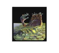 CMHONLY Dinosaurs Emerging Aquatic Creature in Pond Poster Modern Wall Art Canvas Aesthetic Decoration Painting 24x24inch(60x60cm) Unframe-style