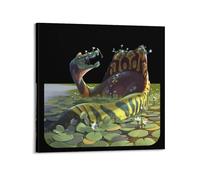 CMHONLY Dinosaurs Emerging Aquatic Creature in Pond Poster Modern Wall Art Canvas Aesthetic Decoration Painting 28x28inch(70x70cm) Frame-style