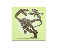 CMHONLY Dinosaurs Long Necked Dinosaur Chasing Bird Poster Modern Wall Art Canvas Aesthetic Decoration Painting 24x24inch(60x60cm) Unframe-style
