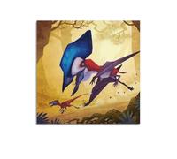 CMHONLY Dinosaurs Pterosaur Chasing Small Dinosaur Poster Modern Wall Art Canvas Aesthetic Decoration Painting 28x28inch(70x70cm) Unframe-style