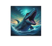 CMHONLY Dinosaurs Sea Emerging Dinosaur Poster Modern Wall Art Canvas Aesthetic Decoration Painting 28x28inch(70x70cm) Unframe-style
