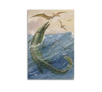 CMHONLY Dinosaurs Sea Reptile Leaping for Pterosaurs Poster Modern Wall Art Canvas Aesthetic Decoration Painting 20x30inch(50x75cm) Unframe-style