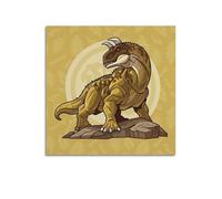 CMHONLY Dinosaurs Standing Cartoon Tyrannosaurus - Like Dinosaur on Rock Poster Modern Wall Art Canvas Aesthetic Decoration Painting 12x12inch(30x30cm) Unframe-style