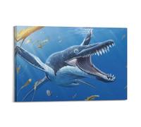CMHONLY Dinosaurs Underwater Wide Mouthed Reptile Poster Modern Wall Art Canvas Aesthetic Decoration Painting 20x30inch(50x75cm) Frame-style
