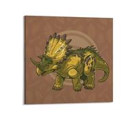 CMHONLY Dinosaurs Walking Chasmosaurus on Ground Poster Modern Wall Art Canvas Aesthetic Decoration Painting 16x16inch(40x40cm) Frame-style