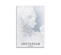 CMHONLY Landmark Poster Amsterdam Light Gray Minimalist Map Poster Modern Wall Art Canvas Aesthetic Decoration Painting 24x36inch(60x90cm) Unframe-style