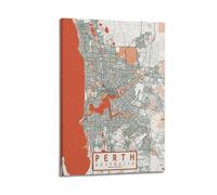 CMHONLY Landmark Poster Perth Coral - Line Map Poster Modern Wall Art Canvas Aesthetic Decoration Painting 20x30inch(50x75cm) Frame-style