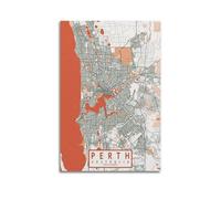 CMHONLY Landmark Poster Perth Coral - Line Map Poster Modern Wall Art Canvas Aesthetic Decoration Painting 16x24inch(40x60cm) Unframe-style