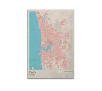 CMHONLY Landmark Poster Perth Coral - Retro Map Poster Modern Wall Art Canvas Aesthetic Decoration Painting 12x18inch(30x45cm) Unframe-style