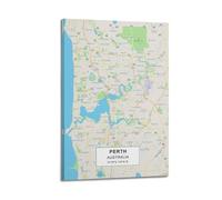 CMHONLY Landmark Poster Perth Detailed - Map Poster Modern Wall Art Canvas Aesthetic Decoration Painting 12x18inch(30x45cm) Frame-style