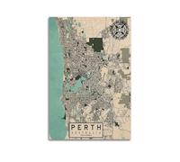 CMHONLY Landmark Poster Perth Vintage - Compass Map Poster Modern Wall Art Canvas Aesthetic Decoration Painting 12x18inch(30x45cm) Unframe-style