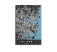 CMHONLY Landmark Poster Sydney Blue - Black Map Poster Modern Wall Art Canvas Aesthetic Decoration Painting 24x36inch(60x90cm) Unframe-style