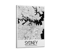 CMHONLY Landmark Poster Sydney Contrast - Line Map Poster Modern Wall Art Canvas Aesthetic Decoration Painting 12x18inch(30x45cm) Frame-style