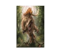 CMHONLY Spinosaurus Animal Chasing Small Dinosaurs in Forest Poster Modern Wall Art Canvas Aesthetic Decoration Painting 12x18inch(30x45cm) Unframe-style