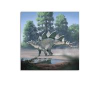 CMHONLY Stegosaurus Animal Walking on The Water's Edge Poster Modern Wall Art Canvas Aesthetic Decoration Painting 20x20inch(50x50cm) Unframe-style