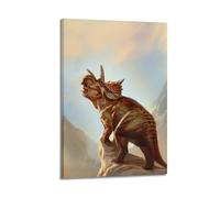 CMHONLY The Dinosaur Triceratops Raised Its Head And Roared Poster Modern Wall Art Canvas Aesthetic Decoration Painting 16x24inch(40x60cm) Frame-style