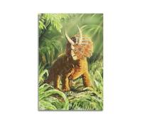 CMHONLY Triceratops in The Dinosaur Grass Poster Modern Wall Art Canvas Aesthetic Decoration Painting 20x30inch(50x75cm) Unframe-style