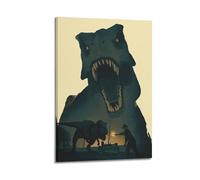 CMHONLY Tyrannosaurus And Humans Confrontation Poster Modern Wall Art Canvas Aesthetic Decoration Painting 20x30inch(50x75cm) Frame-style