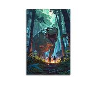 CMHONLY Tyrannosaurus Animal Roaring at Humans in Forest Poster Modern Wall Art Canvas Aesthetic Decoration Painting 24x36inch(60x90cm) Unframe-style