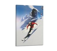 CMHONLY Vintage Sport Poster - Dynamic Figure Skiing Downhill Poster Modern Wall Art Canvas Aesthetic Decoration Painting 20x30inch(50x75cm) Frame-style