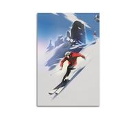 CMHONLY Vintage Sport Poster - Dynamic Figure Skiing Downhill Poster Modern Wall Art Canvas Aesthetic Decoration Painting 16x24inch(40x60cm) Unframe-style