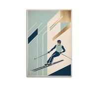 CMHONLY Vintage Sport Poster - Geometric Skiing Art Poster Modern Wall Art Canvas Aesthetic Decoration Painting 08x12inch(20x30cm) Unframe-style