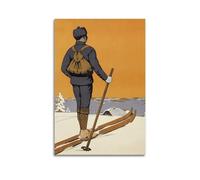 CMHONLY Vintage Sport Poster - Retro Ski Explorer Poster Modern Wall Art Canvas Aesthetic Decoration Painting 20x30inch(50x75cm) Unframe-style