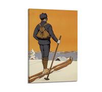 CMHONLY Vintage Sport Poster - Retro Ski Explorer Poster Modern Wall Art Canvas Aesthetic Decoration Painting 24x36inch(60x90cm) Frame-style