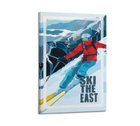 CMHONLY Vintage Sport Poster - Ski The East Poster Modern Wall Art Canvas Aesthetic Decoration Painting 12x18inch(30x45cm) Frame-style