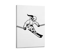 CMHONLY Vintage Sport Poster - Skiing Silhouette Art Poster Modern Wall Art Canvas Aesthetic Decoration Painting 08x12inch(20x30cm) Frame-style
