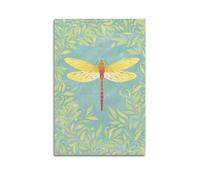 CMHONLY Yellow Dragonfly Surrounded by Leaf Ornaments Poster Modern Wall Art Canvas Aesthetic Decoration Painting 20x30inch(50x75cm) Unframe-style