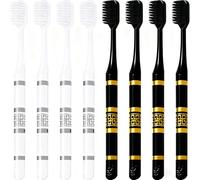 CMHX Extra Soft Bristle Toothbrushes Compact Size Head Floss Bristle Good Cleaning Effect for Sensitive Teeth Gum Recession Daily Oral Care Protect Fragile Gums White and Black,Golden Pattern 8 Pack