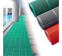 CMHYBS Drainage Non Slip Mats Heavy Duty Commercial Floor Mat Mesh Hollow Door Mat Roll for Swimming Pool Bathroom Kitchen Garage Indoor Outdoor Wet Area,Green,1.2x3.0m/4x10ft