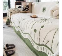 CMHYBS Plush Sofa Cover, One-Piece Full Coverage Sofa Slipcover, All-Season Universal Sofas Cover, Washable Sofas Blanket for Living Rooms, Bedrooms, Offices, Vacation Homes,Green,180x360cm/71x142in