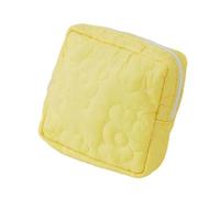 Cmis Kbei 2 Pcs Polyester Cotton Period Bag Portable Square Flower Design Sanitary Napkin Storage Pouch Storage Bag Woman Girl(Yellow)