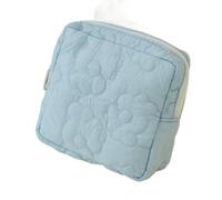 Cmis Kbei 2 Pcs Polyester Cotton Period Bag Portable Square Flower Design Sanitary Napkin Storage Pouch Storage Bag Woman Girl(Blue)