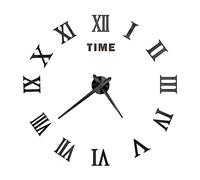 Cmis Kbei 2D/3D Large Roman Numeral Acrylic Mirror Wall Clock Sticker Fashion DIY Quartz Clocks Watch Home Decoration Living Room Stickers(Black 1,27inch 2D (No EVA))