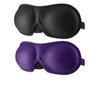 Cmis Kbei 2Pcs 3D Sleeping Mask Eyepatch Eye Cover Soft Portable for Eye Travel Relax Sleeping Aid Eye Patch Shading Blindfold Eye Mask(Black and Purple)