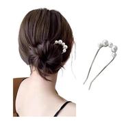 Cmis Kbei 2pcs Korean U Shaped Pearl Hairpins Hair Clips For Women Elegant Metal Forks Vintage Pearl Hairpins Hair Styling Tools Gifts(A-silver)