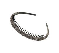 Cmis Kbei 2PCS Luxury Non-slip Rhinestone Hair Hoops Bands Women Tooth Elastic Headbands For Women Shiny Hair Hoops Bezel Accessories(Gray)