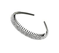 Cmis Kbei 2PCS Luxury Non-slip Rhinestone Hair Hoops Bands Women Tooth Elastic Headbands For Women Shiny Hair Hoops Bezel Accessories(Silver)