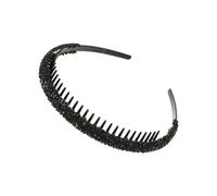 Cmis Kbei 2PCS Luxury Non-slip Rhinestone Hair Hoops Bands Women Tooth Elastic Headbands For Women Shiny Hair Hoops Bezel Accessories(Black)