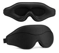 Cmis Kbei 3D Sleep Mask 99% Light Blocking Ergonomic Zero Eye Pressure Blindfold Eyepatch for Travel Meditation Yoga Officie Nap Slaapmask(Black)