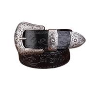 Cmis Kbei Court Style Embossed Western Cowboy Steel Buckle Belt Genuine Leather Men Belt Punk Jeans Belts For Men(100cm,Black)