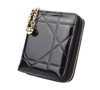 Cmis Kbei Mini Coin Purse Short 3 Folding Small Wallet Women Credit Card Holder Case Lady Patent Leather Case Money Bag Cute Wallet Pink(A-Black)
