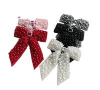 Cmis Kbei Sweet Pearl Beads Bowknot Hair Clip Ribbon Bow Barrettes For Women Fashion Y2k Hair Accessories HairPin(6)