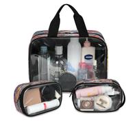 Cmizedevise 3 Piece Clear Makeup Bag Sets for Toiletries, Green, One Size, Art
