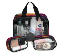 Cmizedevise 3 Piece Clear Makeup Bag Sets for Toiletries, Orange, One Size, Art