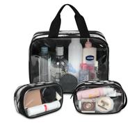 Cmizedevise 3 Piece Clear Makeup Bag Sets for Toiletries, Purple, One Size, Art