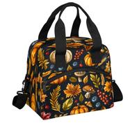 Cmizedevise Autumns Thanksgiving Lunch Bag for Women & Men Adult Fall Leaves Pumpkin Reusable Insulated Lunch Box Leakproof Cooler Tote Bag for Work Travel Picnic